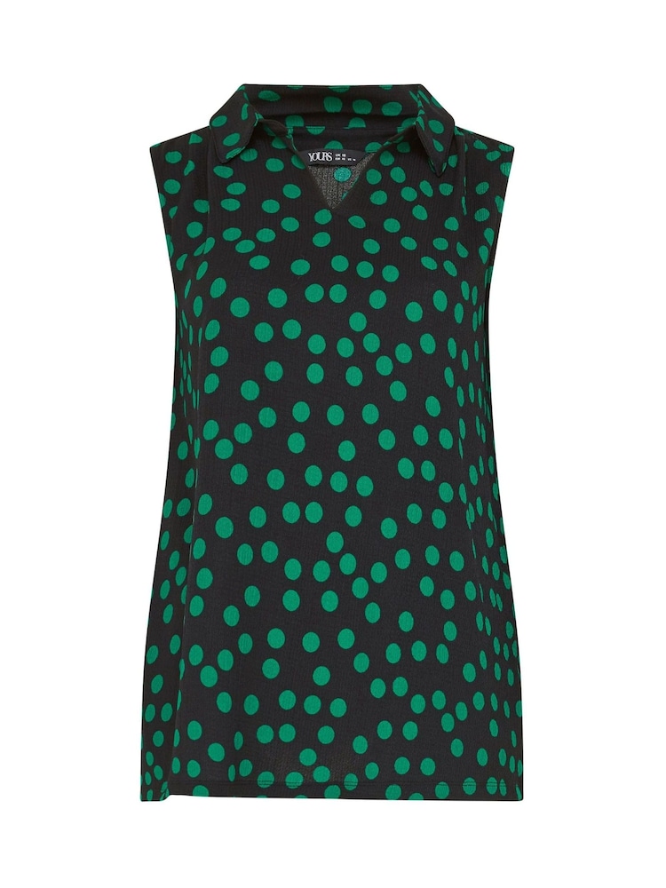 Yours Curve Black Polka Dot Collared Top - Image 5 of 5