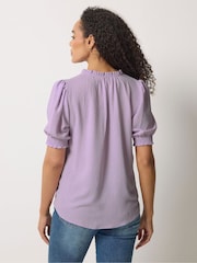 M&Co Purple Tie Neck Frill Sleeve Blouse - Image 3 of 5