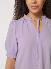 M&Co Purple Tie Neck Frill Sleeve Blouse - Image 4 of 5