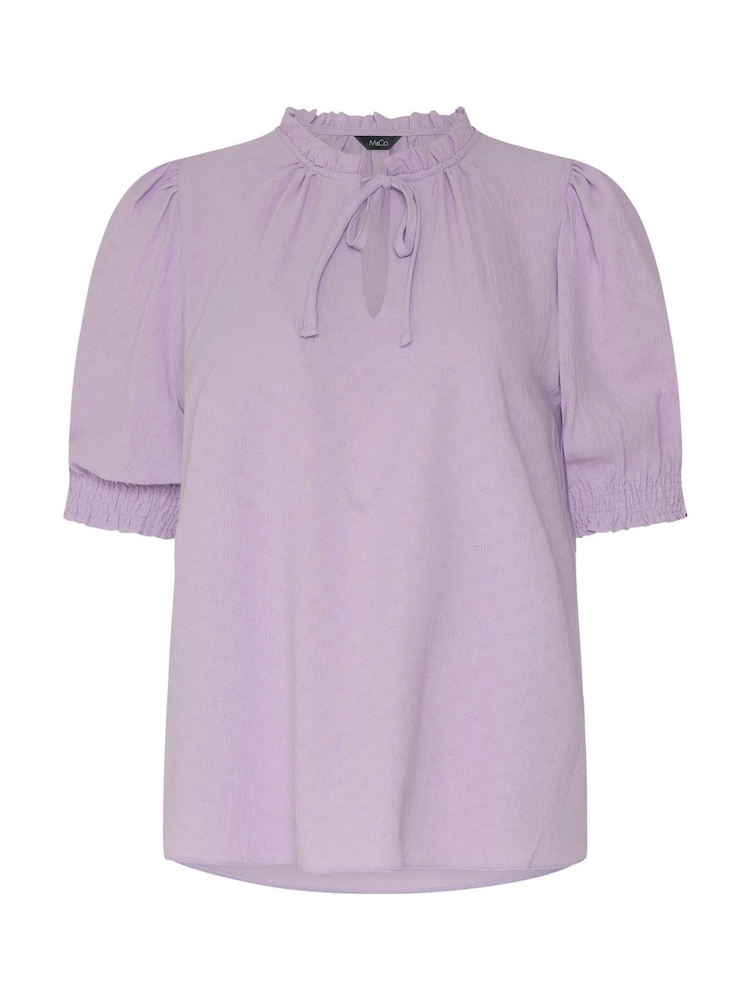 M&Co Purple Tie Neck Frill Sleeve Blouse - Image 5 of 5