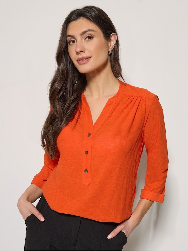 M&Co Orange Textured Half Placket Shirt - Image 2 of 6