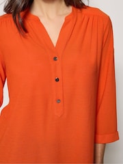 M&Co Orange Textured Half Placket Shirt - Image 5 of 6