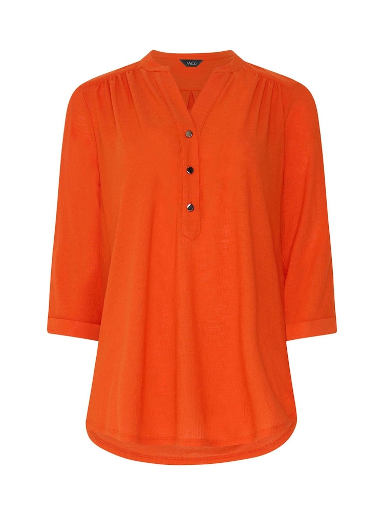 M&Co Orange Textured Half Placket Shirt - Image 6 of 6