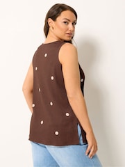 Yours Curve Brown Textured Waistcoat - Image 2 of 5