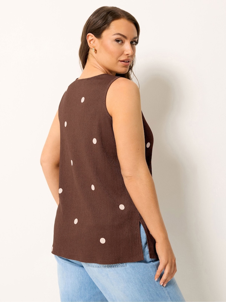 Yours Curve Brown Textured Waistcoat - Image 2 of 5 Yours Curve Brown Textured Waistcoat - Image 2 of 5