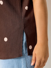 Yours Curve Brown Textured Waistcoat - Image 4 of 5