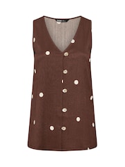 Yours Curve Brown Textured Waistcoat - Image 5 of 5