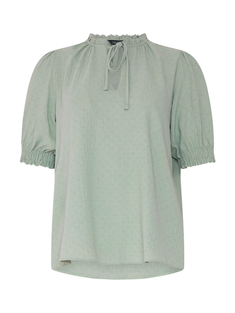 M&Co Green Tie Neck Frill Sleeve Blouse - Image 6 of 6 M&Co Green Tie Neck Frill Sleeve Blouse - Image 6 of 6