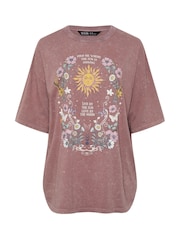 Yours Curve Pink Placement Boxy T-Shirt - Image 5 of 6