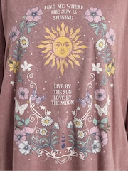 Yours Curve Pink Placement Boxy T-Shirt - Image 6 of 6