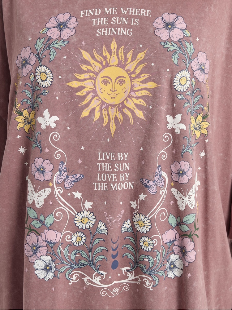 Yours Curve Pink Placement Boxy T-Shirt - Image 6 of 6 Yours Curve Pink Placement Boxy T-Shirt - Image 6 of 6