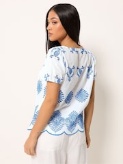 M&Co White Petite Embroidered Top - Image 3 of 4