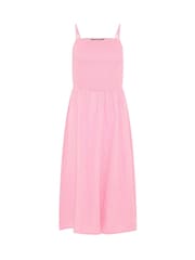 PixieGirl Pink Shirred Cheesecloth Midi Dress - Image 5 of 5