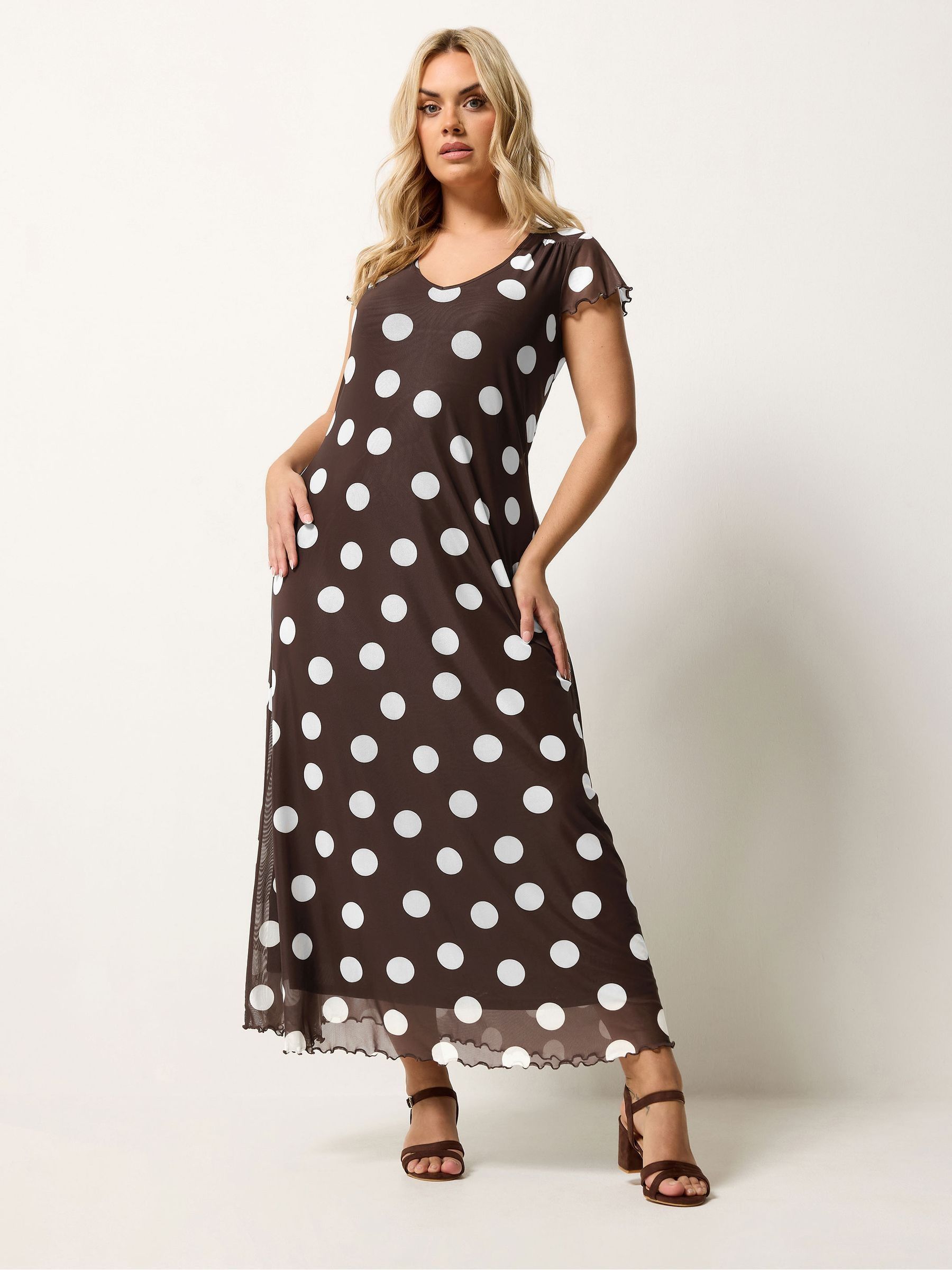 Yours Curve Women's Brown Mesh Maxi Dress