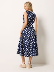 M&Co Blue Spot Print Fit & Flare Dress - Image 2 of 5