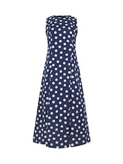 M&Co Blue Spot Print Fit & Flare Dress - Image 5 of 5
