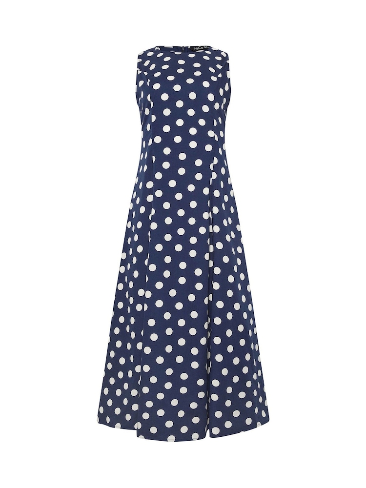 M&Co Blue Spot Print Fit & Flare Dress - Image 5 of 5