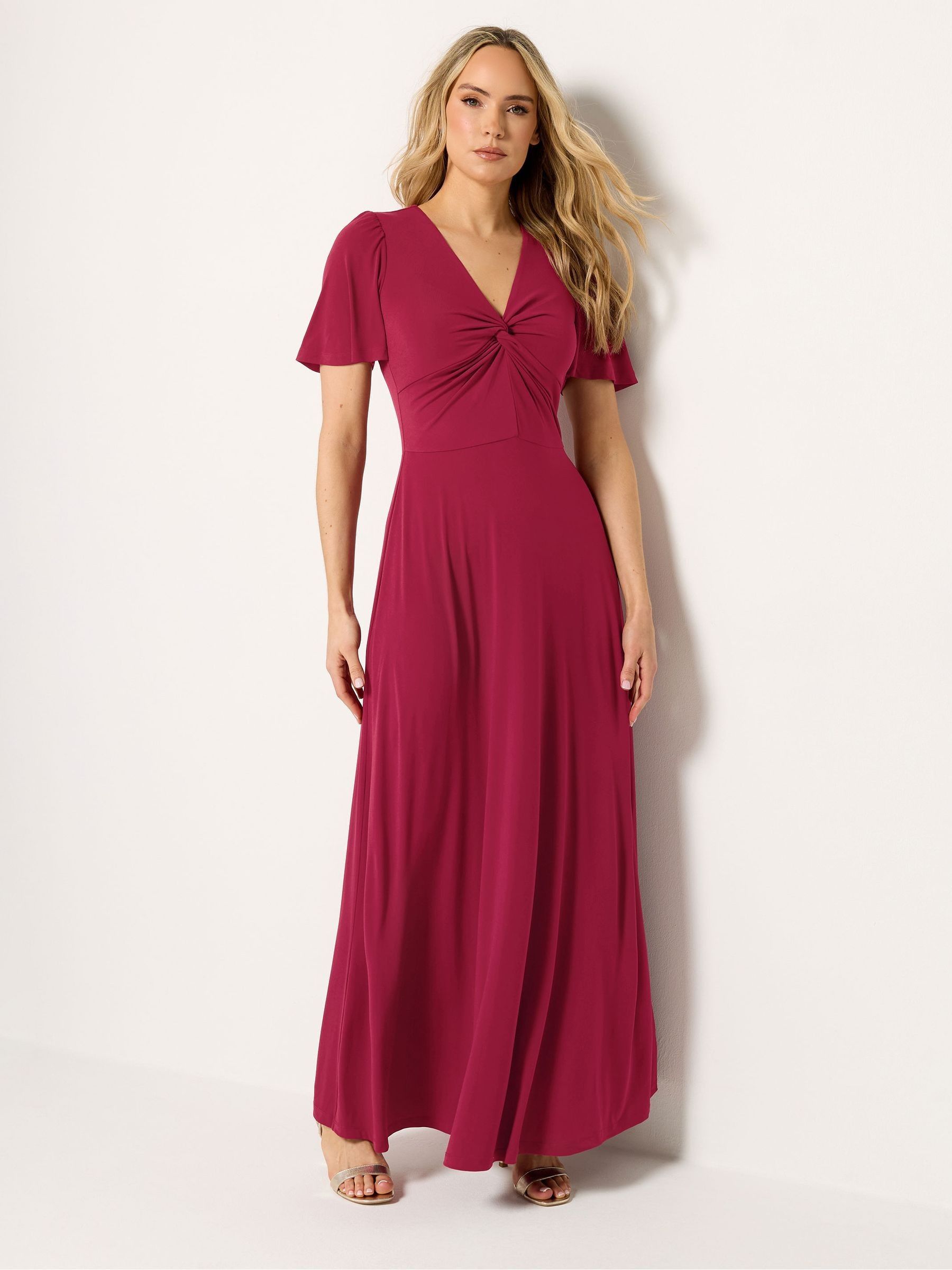 Long Tall Sally Women's Burgundy Tall Twist Front Maxi Dress In | : Size 18 - Image 3