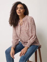 M&Co Red Tie Neck Blouse - Image 1 of 6