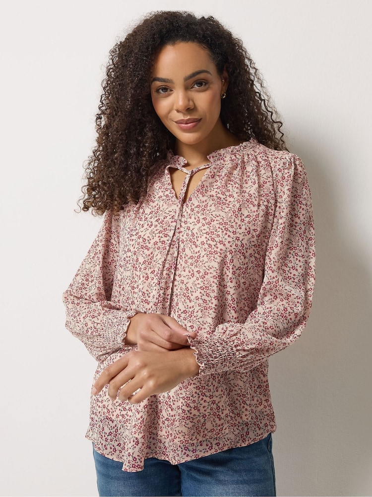 M&Co Red Tie Neck Blouse - Image 2 of 6 M&Co Red Tie Neck Blouse - Image 2 of 6