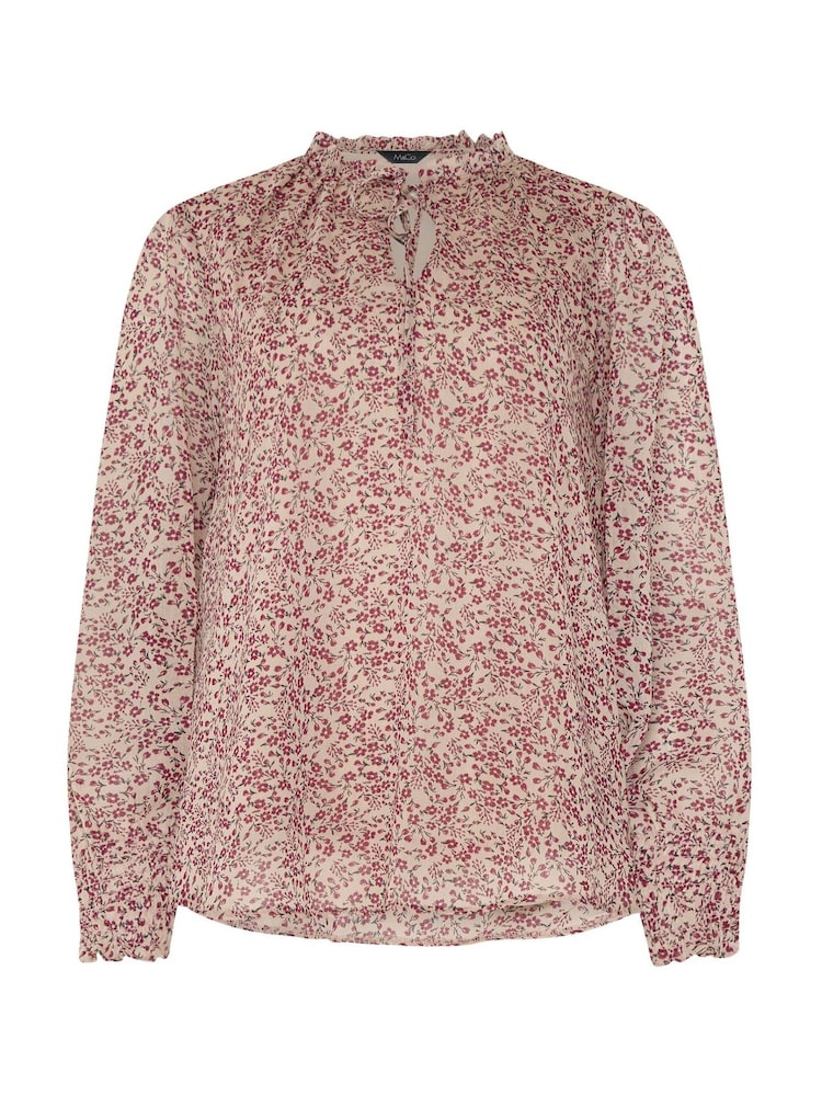 M&Co Red Tie Neck Blouse - Image 6 of 6 M&Co Red Tie Neck Blouse - Image 6 of 6