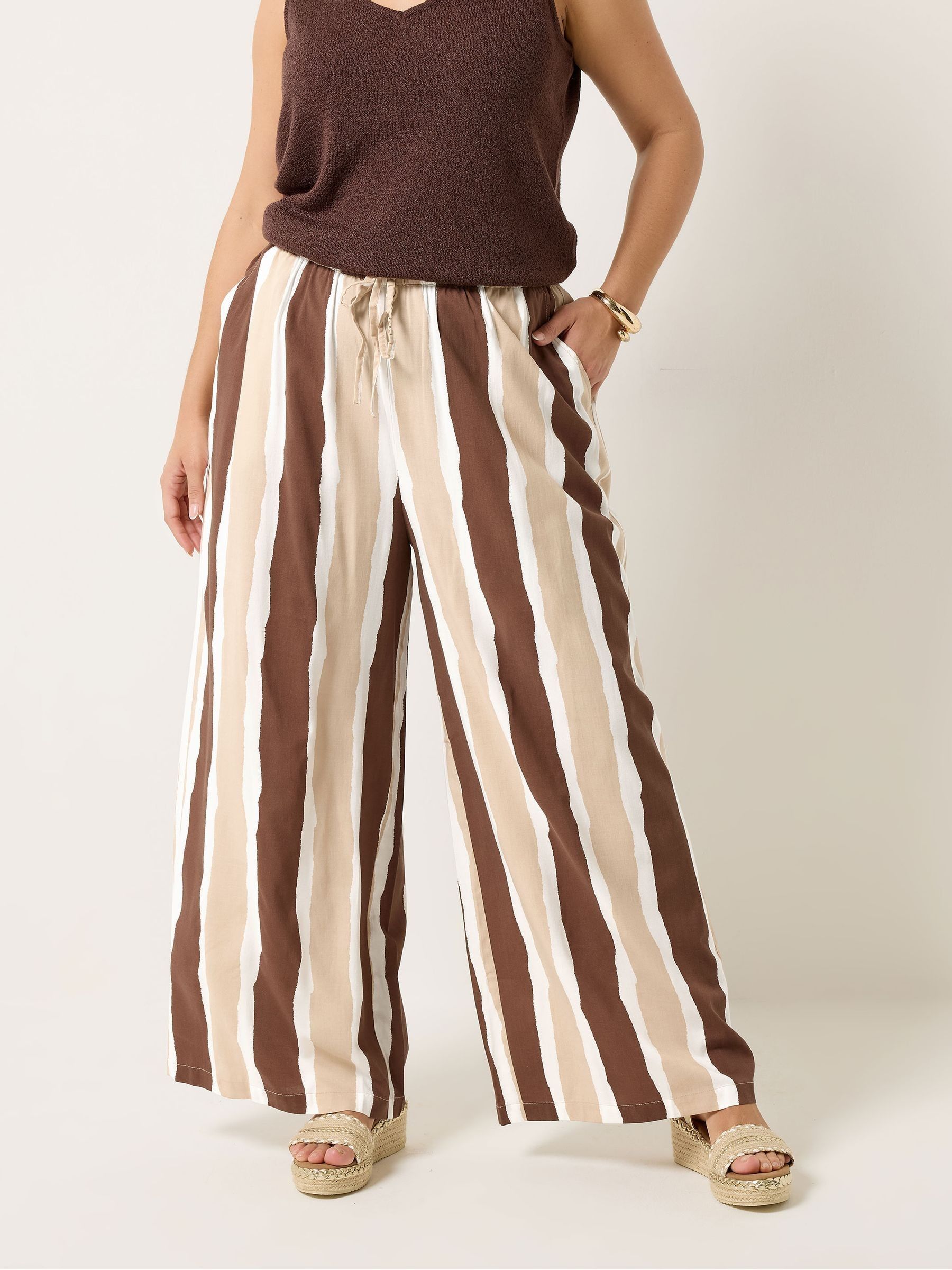 Yours Curve Women's Brown Wide Leg Trousers