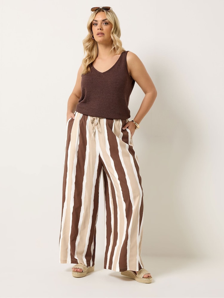 Yours Curve Brown Wide Leg Trousers - Image 2 of 5
