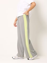 PixieGirl Grey Stripe Wide Leg Scuba Trousers - Image 2 of 5