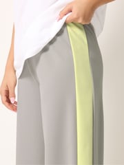 PixieGirl Grey Stripe Wide Leg Scuba Trousers - Image 4 of 5