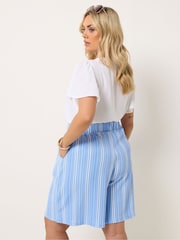 Yours Curve Blue Pull On Jersey Shorts - Image 3 of 5