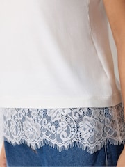 M&Co Cream Lace Hem T-Shirt - Image 4 of 4