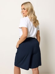 Yours Curve Navy Pull On Jersey Shorts - Image 3 of 5
