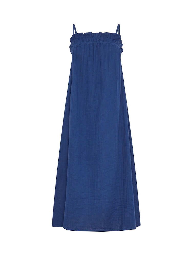 PixieGirl Blue Shirred Cheesecloth Midi Dress - Image 5 of 5 PixieGirl Blue Shirred Cheesecloth Midi Dress - Image 5 of 5