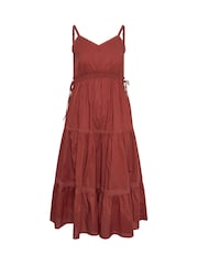 Yours Curve Red Tiered Strappy Smock Dress - Image 5 of 5