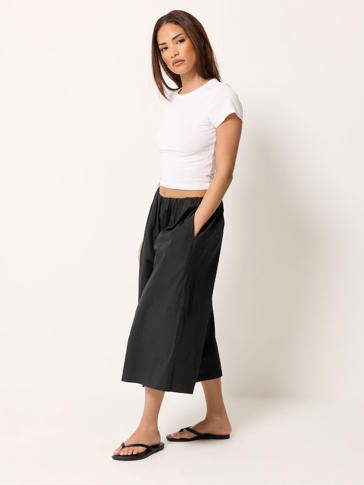 שחור - PixieGirl Petite Poplin Extra Long Culottes - תמונה 1 מתוך 5