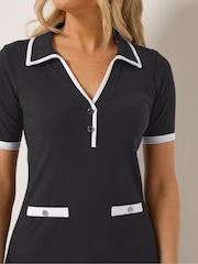 Long Tall Sally Black Tipped Ribbed Mini Dress - Image 4 of 5