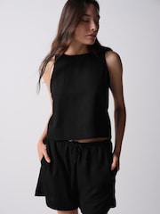 The Set 2 Pack Shell Tank Top With Linen Black/Chocolate Brown - Image 1 of 11