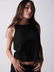 The Set 2 Pack Shell Tank Top With Linen Black/Chocolate Brown - Image 5 of 11