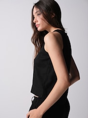 The Set 2 Pack Shell Tank Top With Linen Black/Chocolate Brown - Image 6 of 11