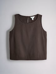 The Set 2 Pack Shell Tank Top With Linen Black/Chocolate Brown - Image 8 of 11