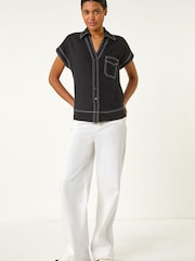 Roman Black Constrast Stitch Shirt - Image 3 of 5