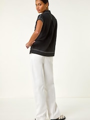 Roman Black Constrast Stitch Shirt - Image 4 of 5