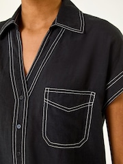 Roman Black Constrast Stitch Shirt - Image 5 of 5