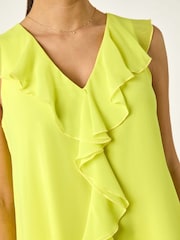 Roman Yellow Chiffon Ruffle Vest Top - Image 4 of 5