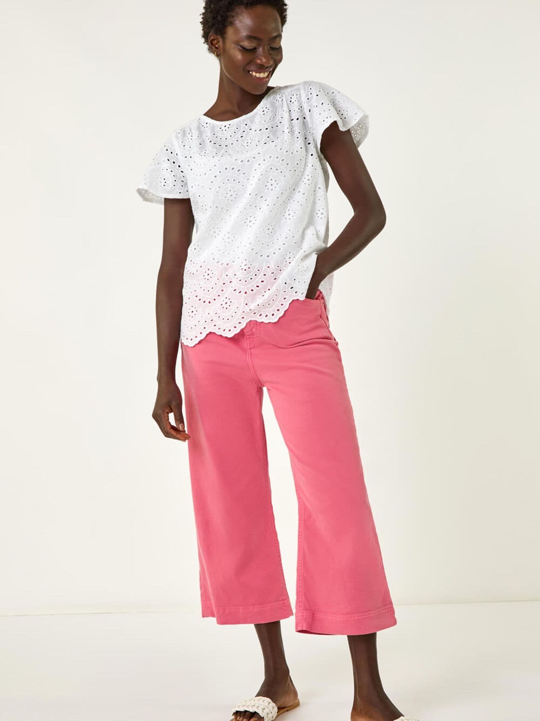 トップス bro Buy Roman White Broderie Short Sleeve Top from Next USA