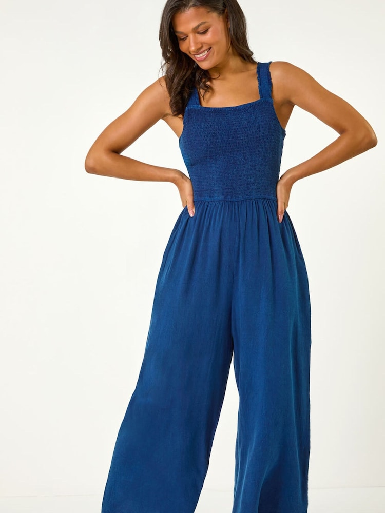 Roman – Denim-Jumpsuit mit gekräuseltem Top und Tasche - Bild 1 von 5 Roman – Denim-Jumpsuit mit gekräuseltem Top und Tasche - Bild 1 von 5