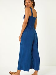 Roman – Denim-Jumpsuit mit gekräuseltem Top und Tasche - Bild 2 von 5