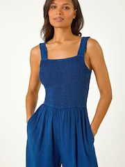 Roman – Denim-Jumpsuit mit gekräuseltem Top und Tasche - Bild 4 von 5