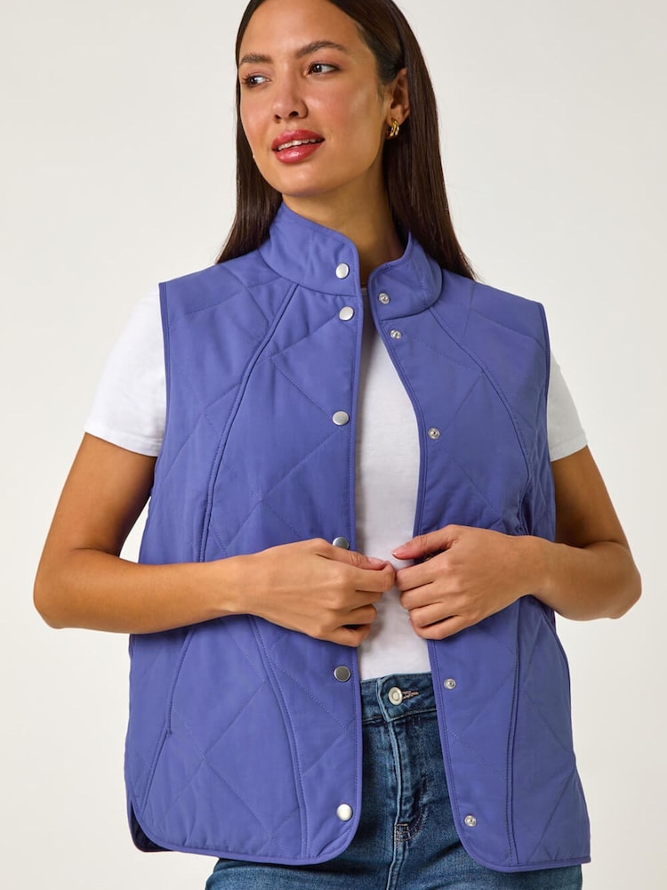 Roman Blue Diamond Quilted Funnel Neck Gilet - Image 1 of 5