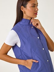 Roman Blue Diamond Quilted Funnel Neck Gilet - Image 2 of 5